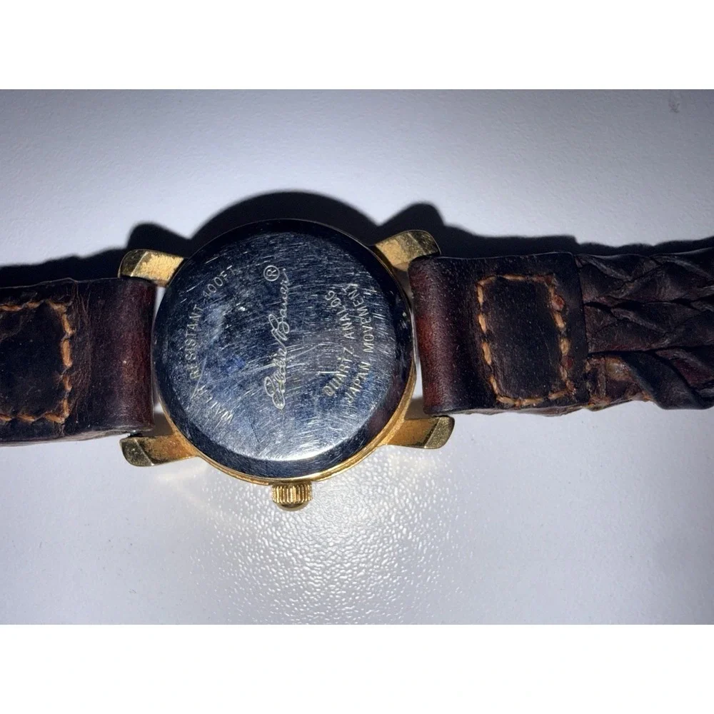 Eddie Bauer Women's Watch Braided Leather Band‎ Brown Needs New Battery